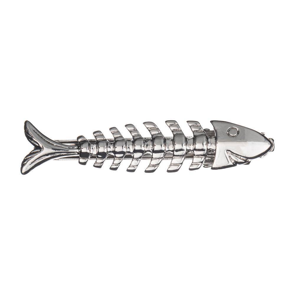 Silver Fish Skeleton Tie Bar for Men