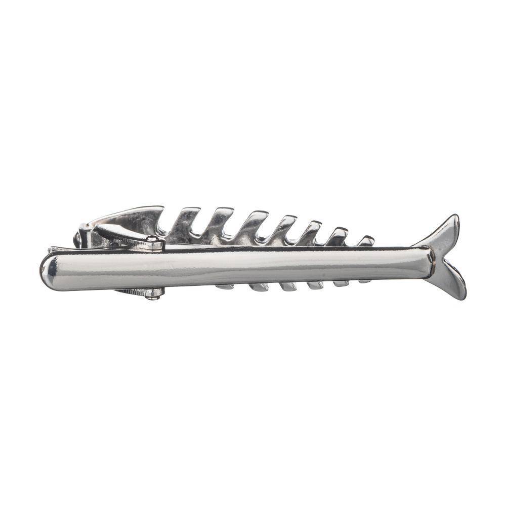 Silver Fish Skeleton Tie Bar for Men