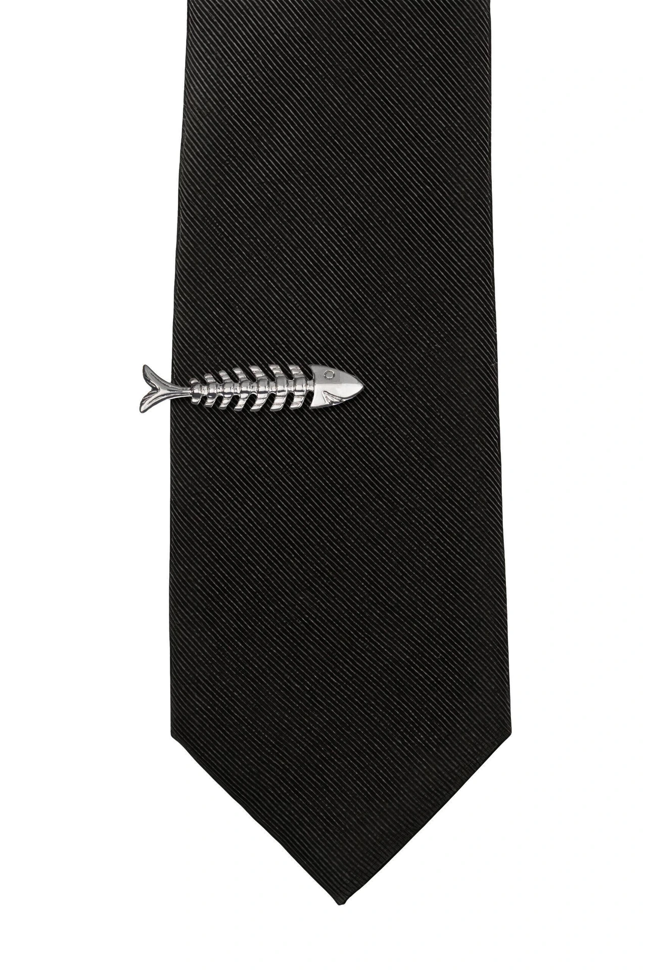 Silver Fish Skeleton Tie Bar for Men