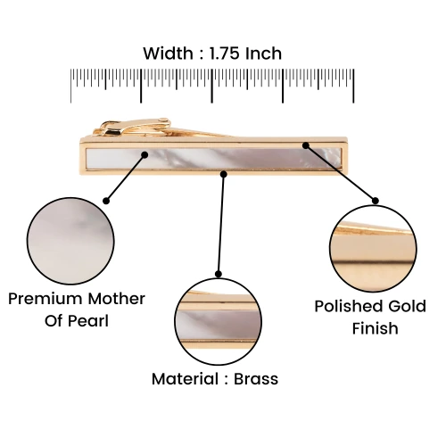 Classic Mother Of Pearl Gold Tie Bar for Men