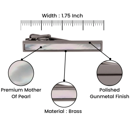 Classic Mother Of Pearl Gunmetal Tie Bar for Men