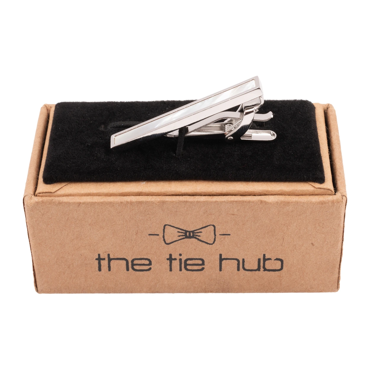 Classic Mother Of Pearl Silver Tie Bar for Men