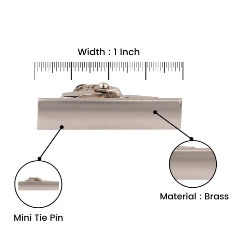Mini Matt Silver Tie Bar for Men