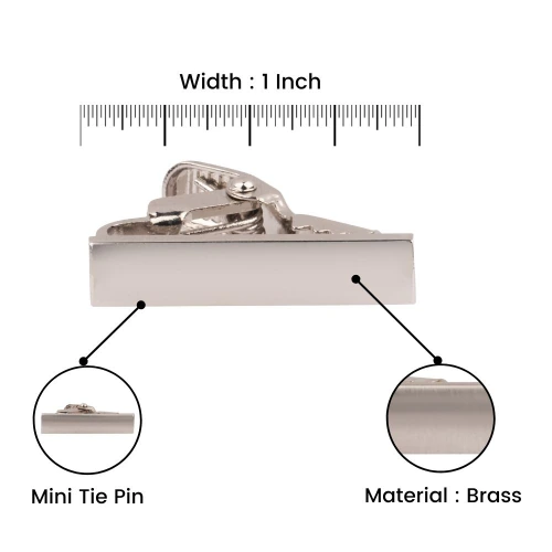 Mini Glossy Silver Tie Bar for Men