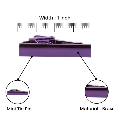 Mini Solid Purple Tie Bar for Men