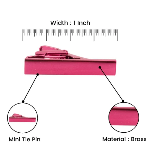 Mini Solid Pink Tie Bar for Men