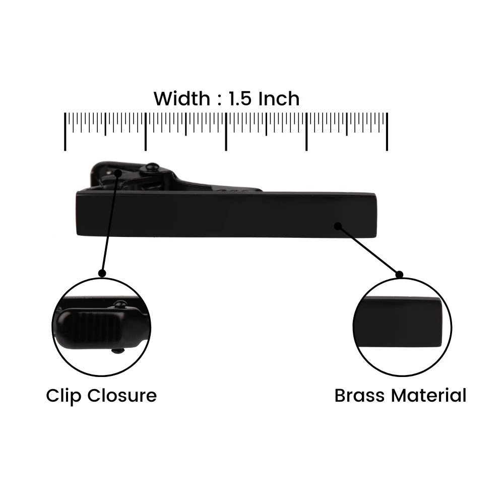 Solid Elegant Black Tie Bar for Men