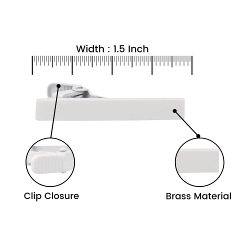 Solid Elegant White Tie Bar for Men