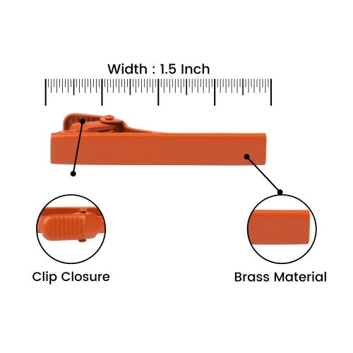 Solid Elegant Orange Tie Bar for Men