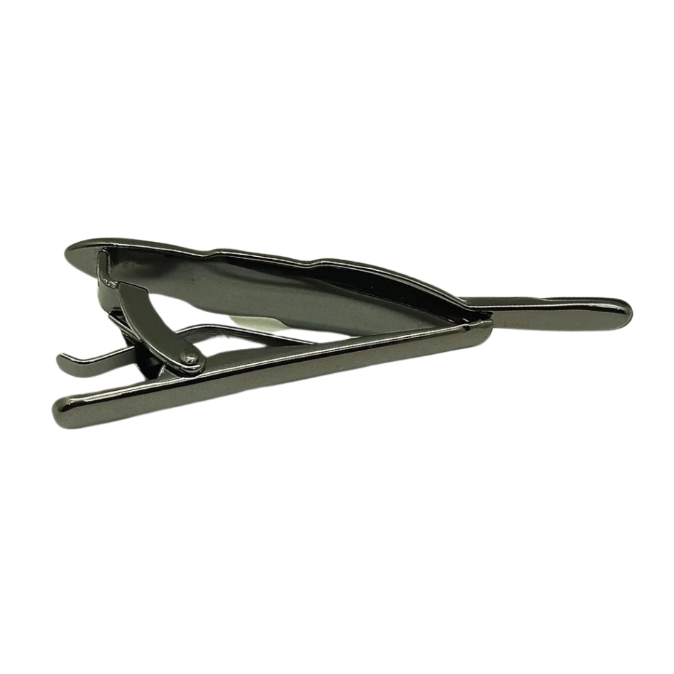 Feather Inspired Gunmetal Tie Clip with BlueTip for Men for Men