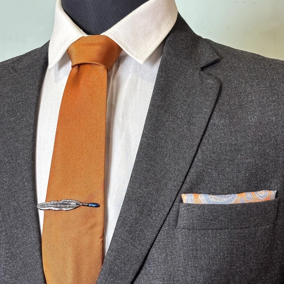 Feather Inspired Gunmetal Tie Clip with BlueTip for Men for Men