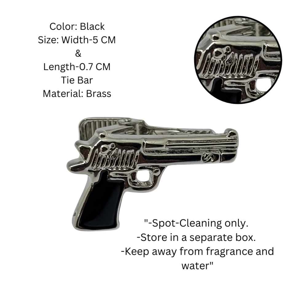 Silver Gun Design Brass Tie Pin for Men for Men