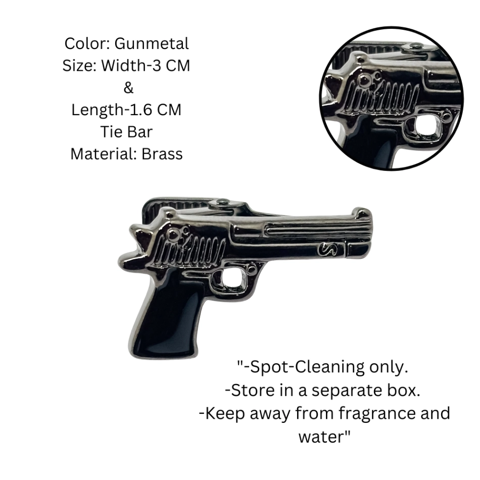 Gunmetal Gun Design Brass Tie Pin for Men for Men
