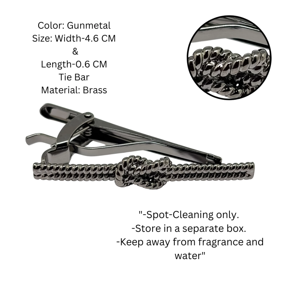 Gunmetal Rope Knot Design Brass Tie Bar for Men for Men