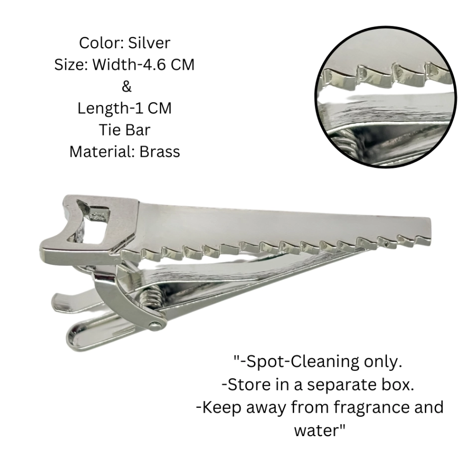 Silver Saw Blade Design Brass Tie Bar for Men for Men