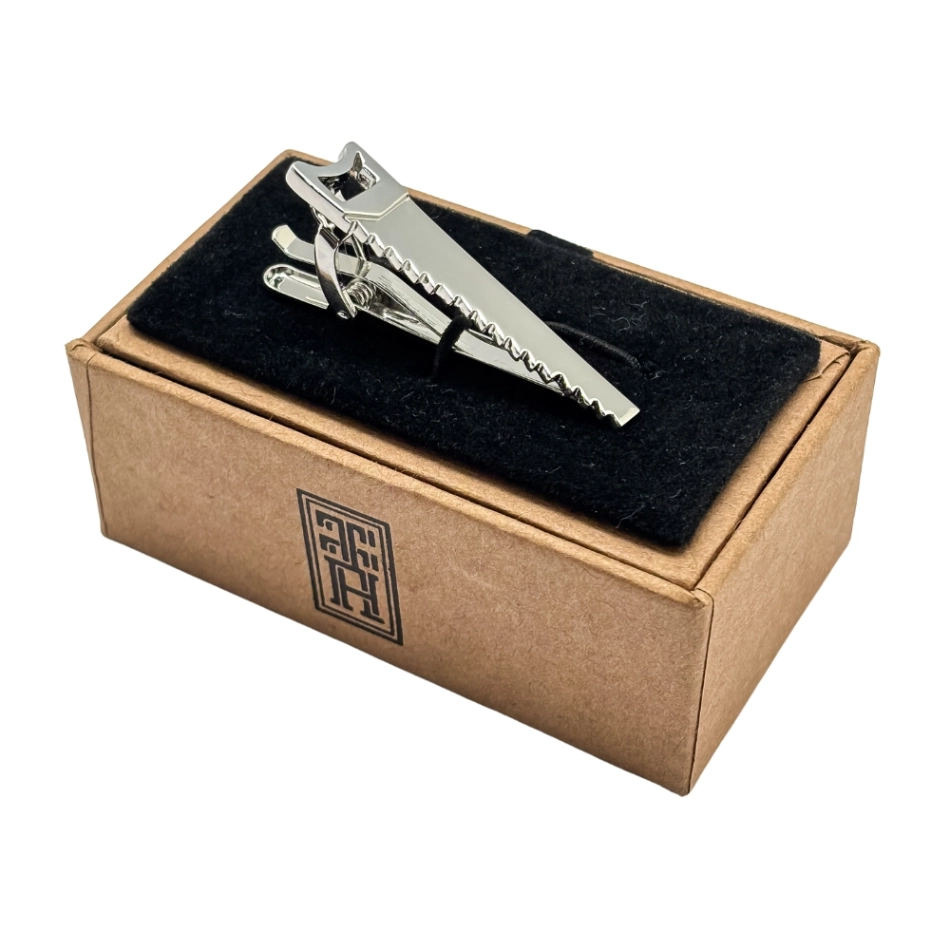 Silver Saw Blade Design Brass Tie Bar for Men for Men