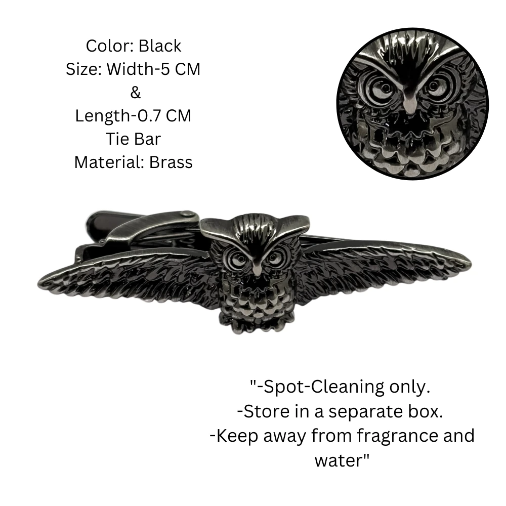 Gunmetal Owl Design Brass Tie Bar for Men for Men