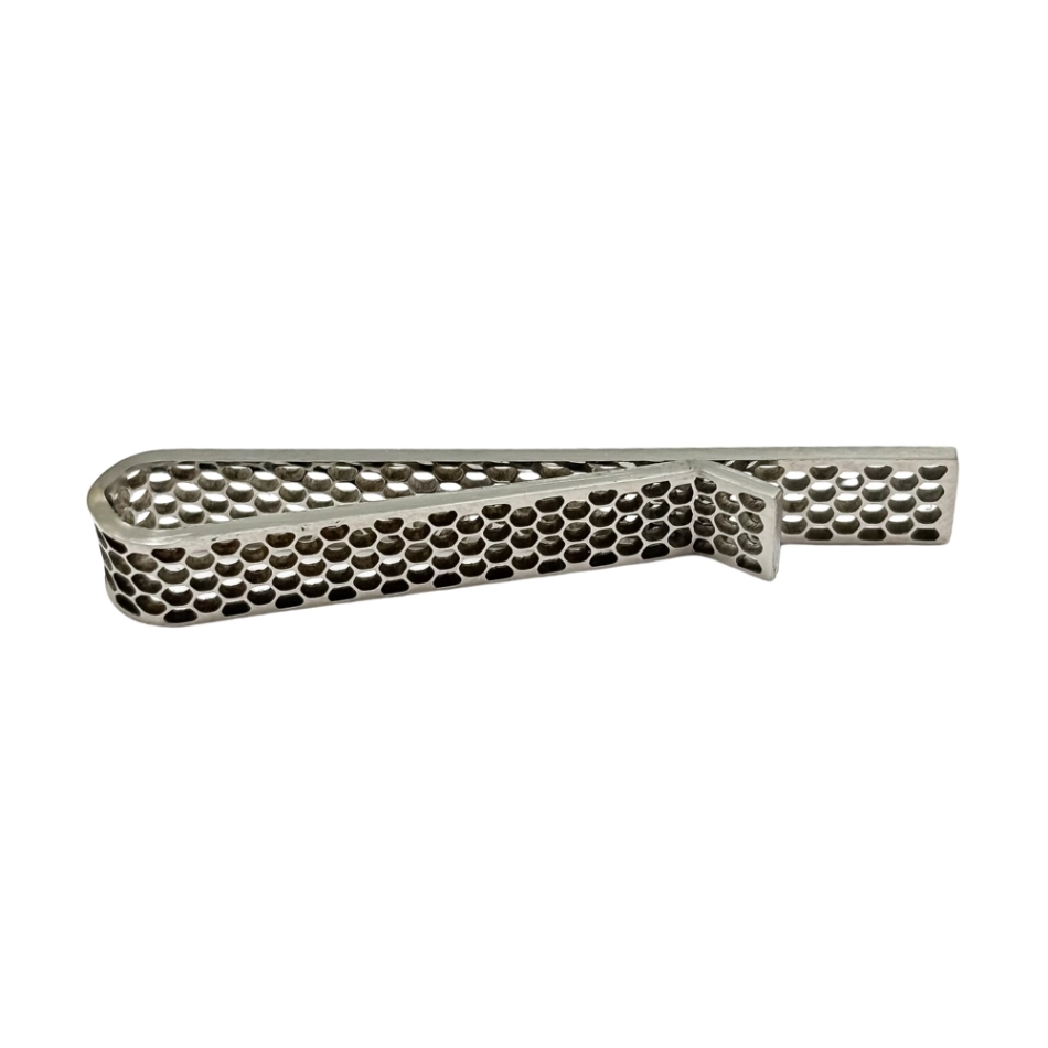 Silver Honeycomb Pattern Brass Tie Bar for Men for Men