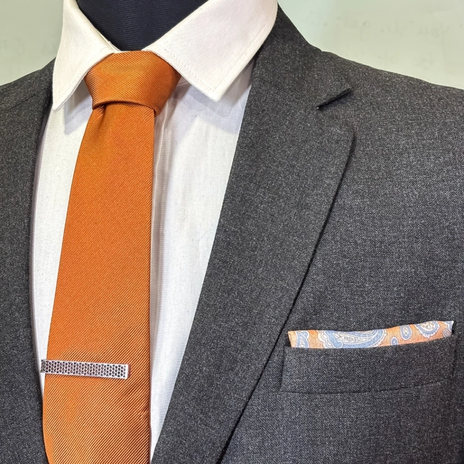 Silver Honeycomb Pattern Brass Tie Bar for Men for Men