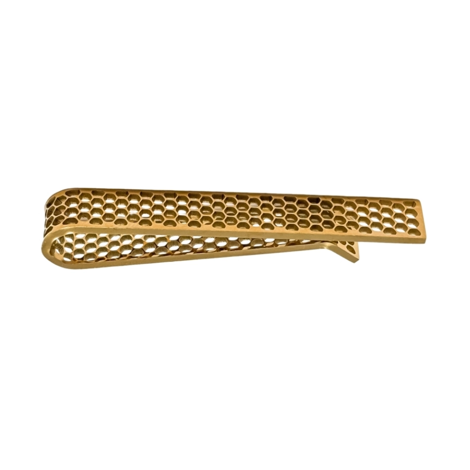 Gold Honeycomb Pattern Brass Tie Bar for Men for Men