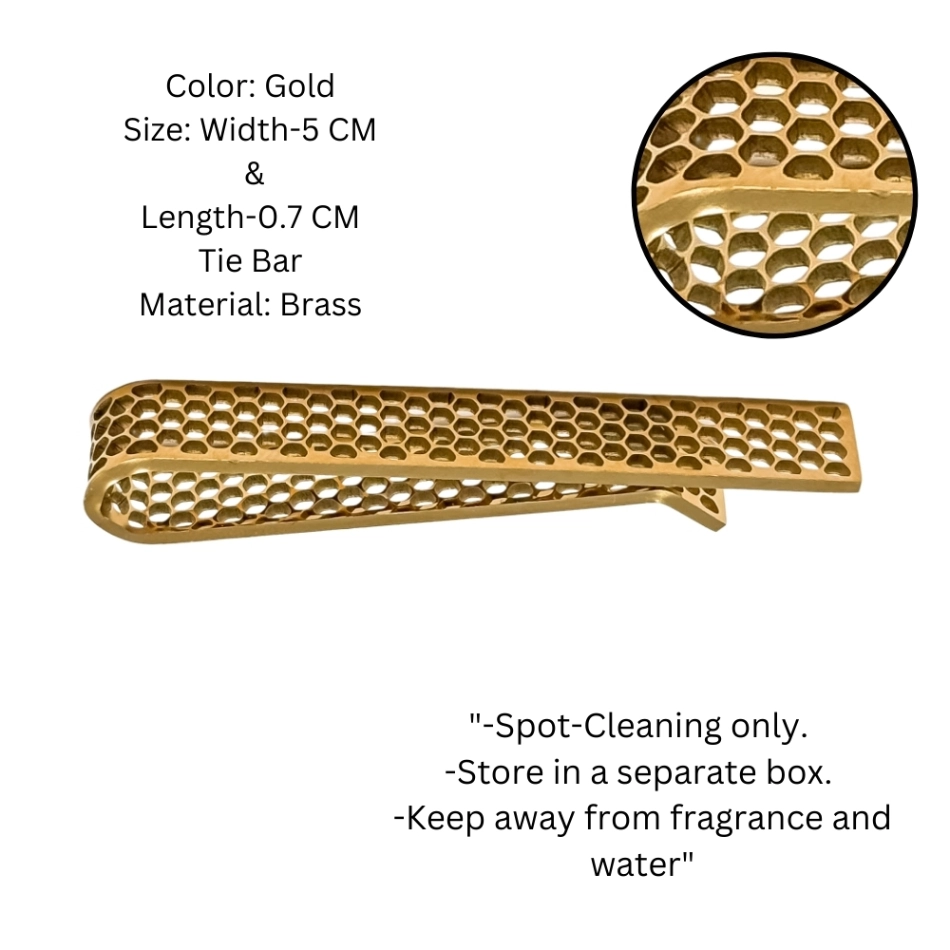 Gold Honeycomb Pattern Brass Tie Bar for Men for Men