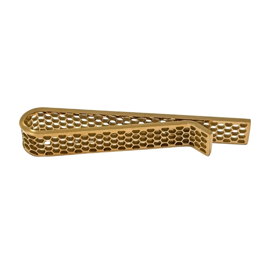 Gold Honeycomb Pattern Brass Tie Bar for Men for Men