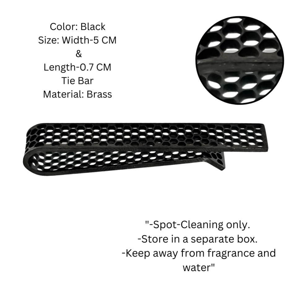 Black Honeycomb Pattern Brass Tie Bar for Men for Men