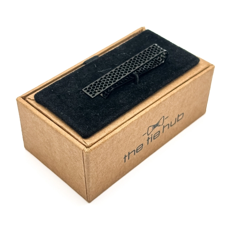 Black Honeycomb Pattern Brass Tie Bar for Men for Men