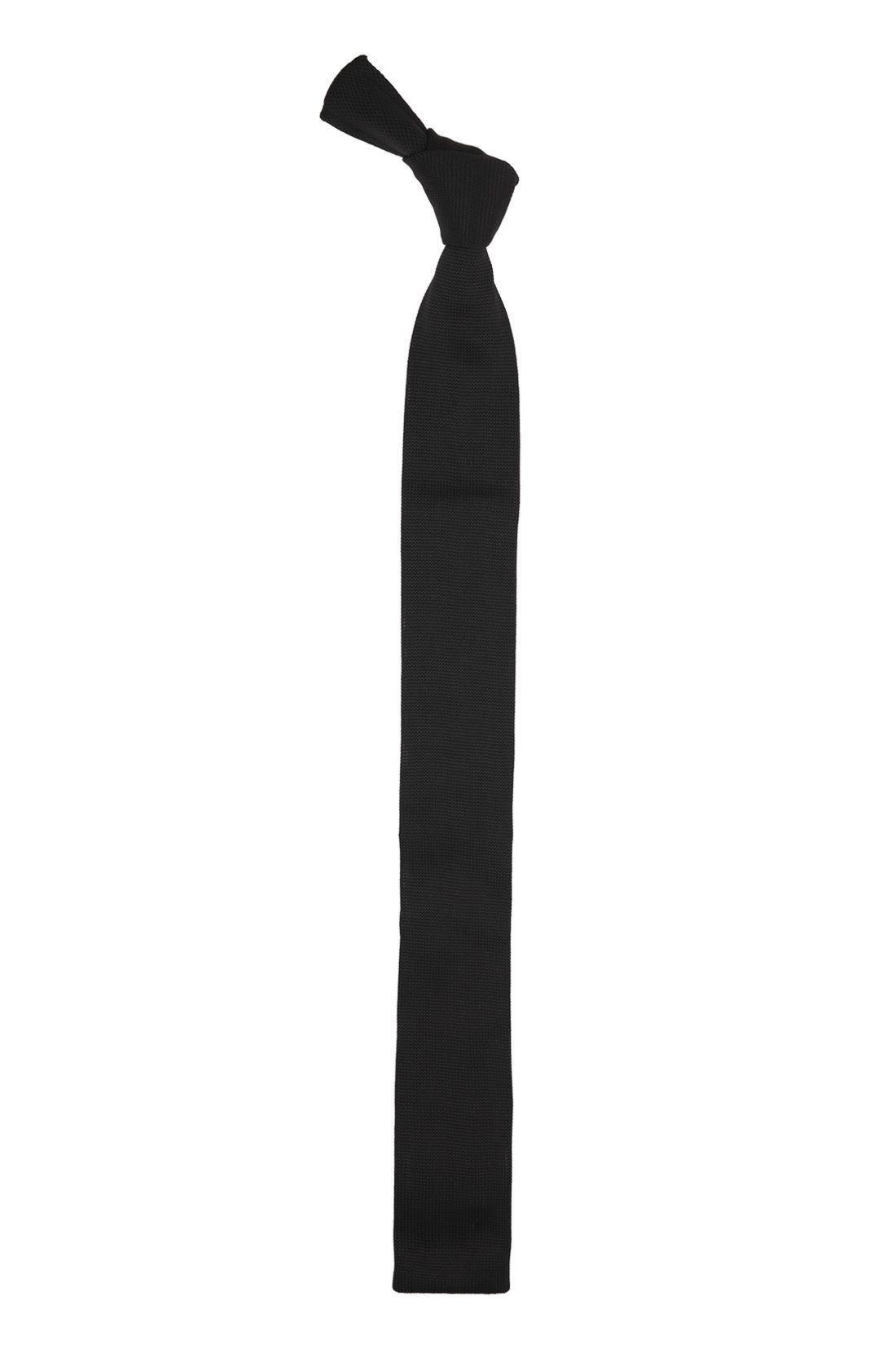 Black Solid Knitted Necktie for Men