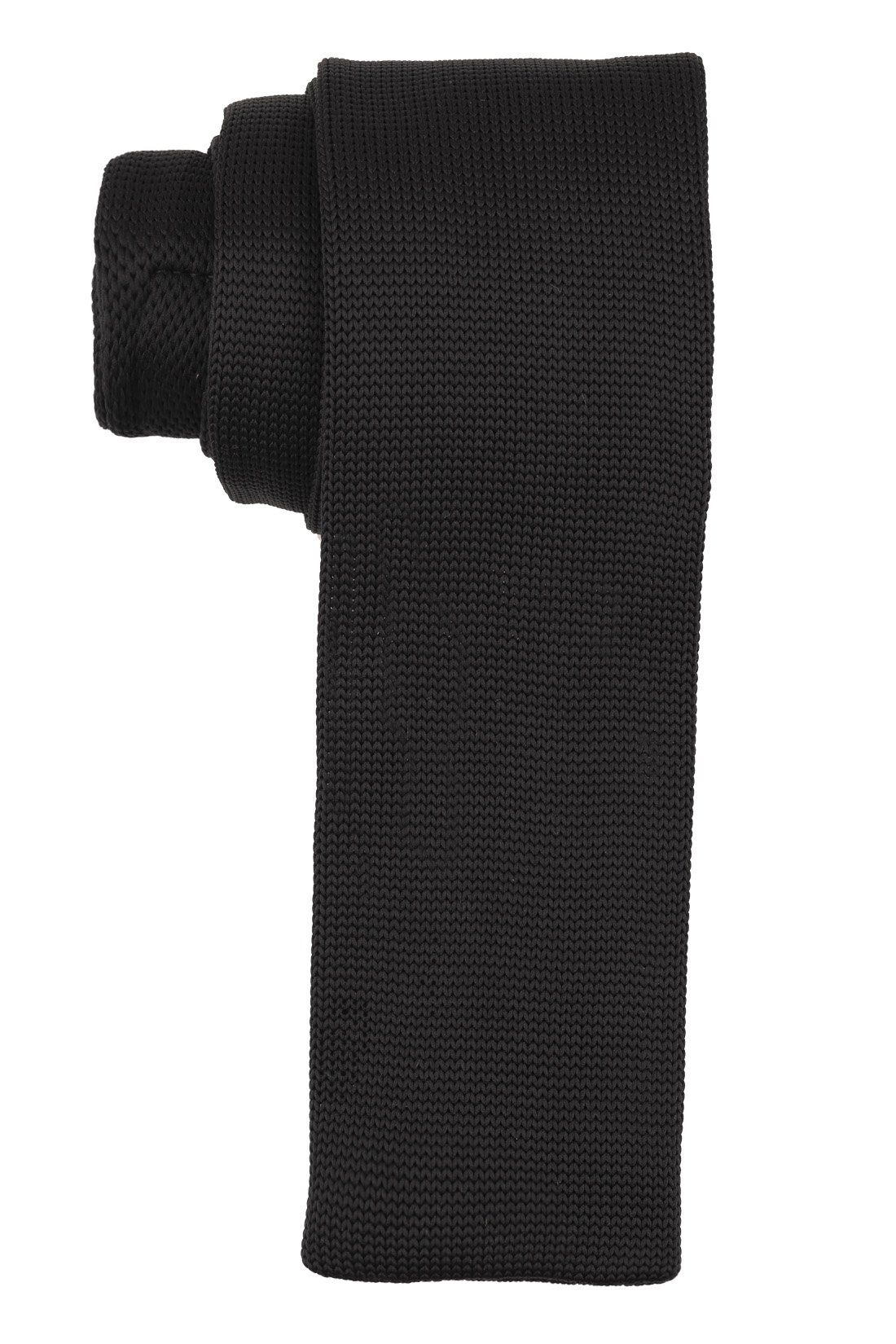 Black Solid Knitted Necktie for Men