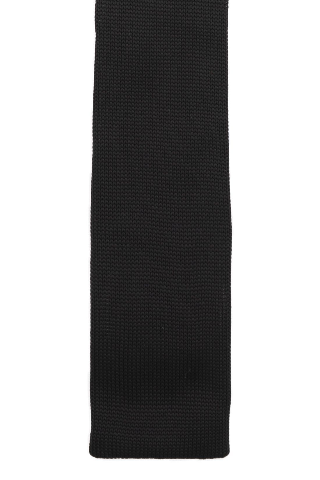 Black Solid Knitted Necktie for Men
