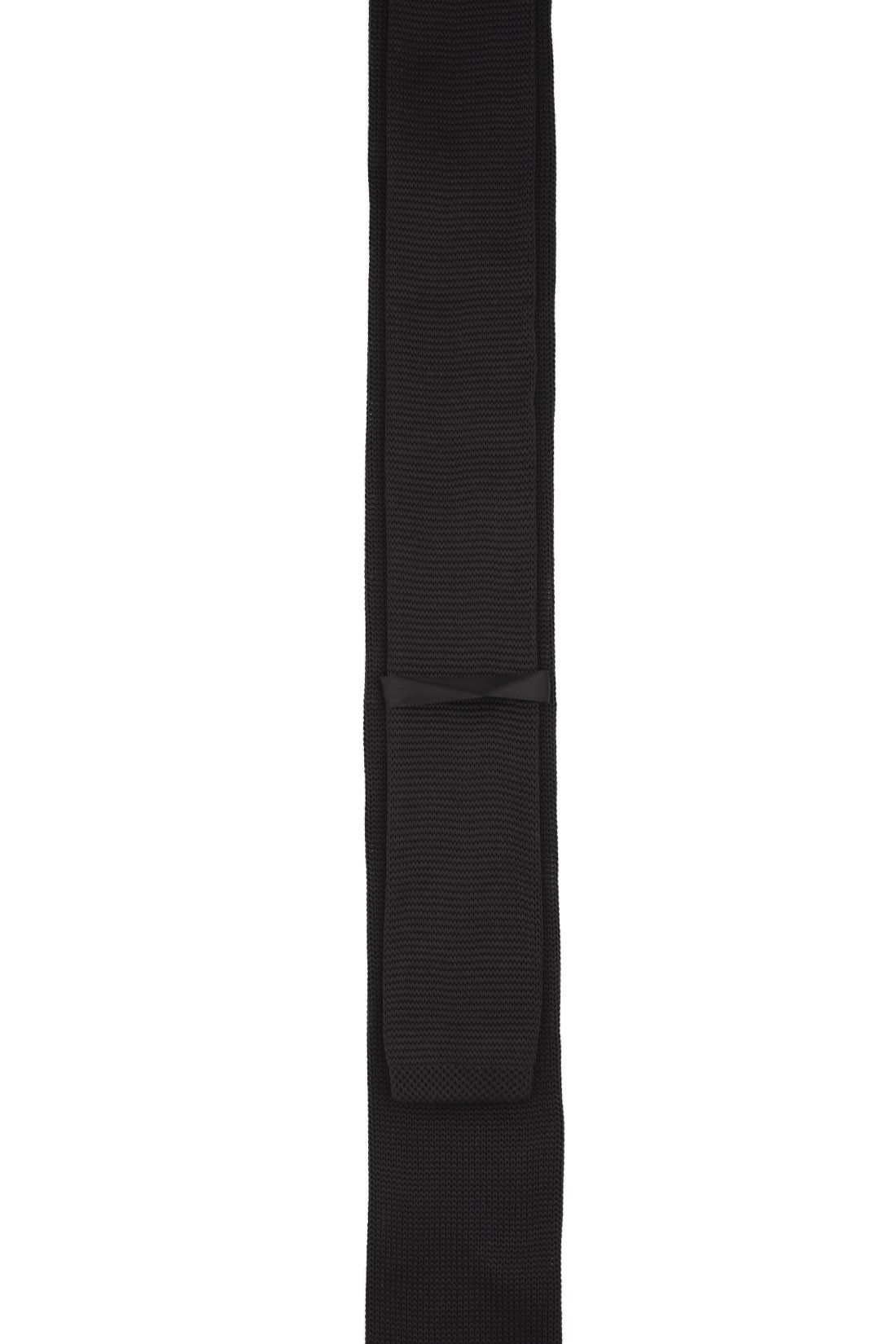 Black Solid Knitted Necktie for Men