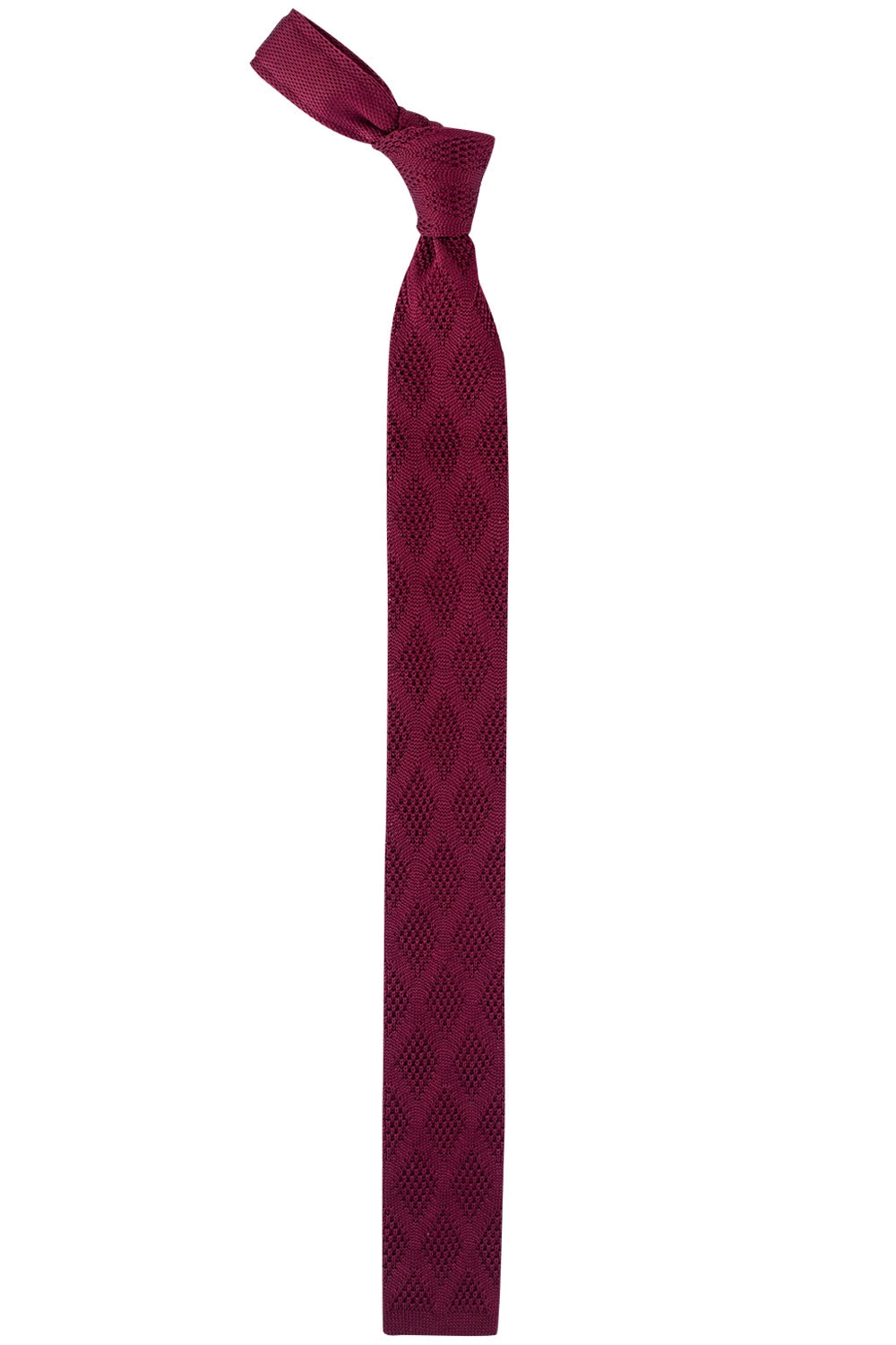 Red Geometric Knitted Necktie for Men