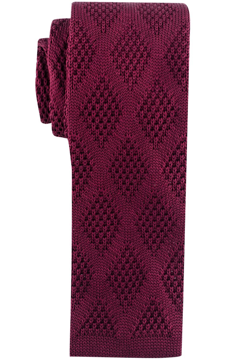 Red Geometric Knitted Necktie for Men