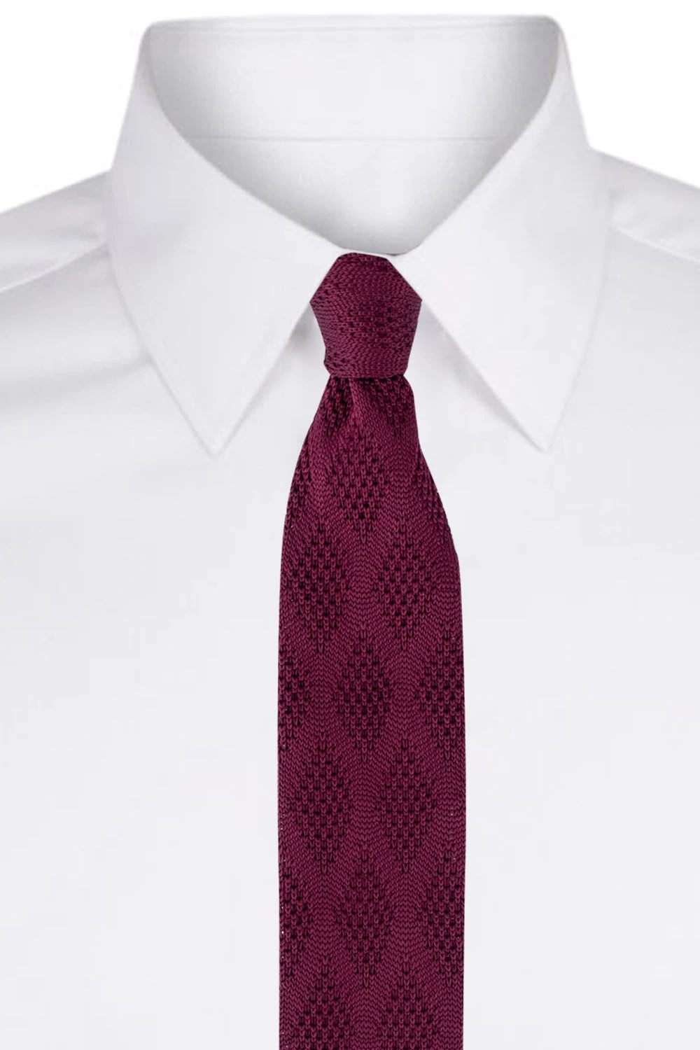 Red Geometric Knitted Necktie for Men