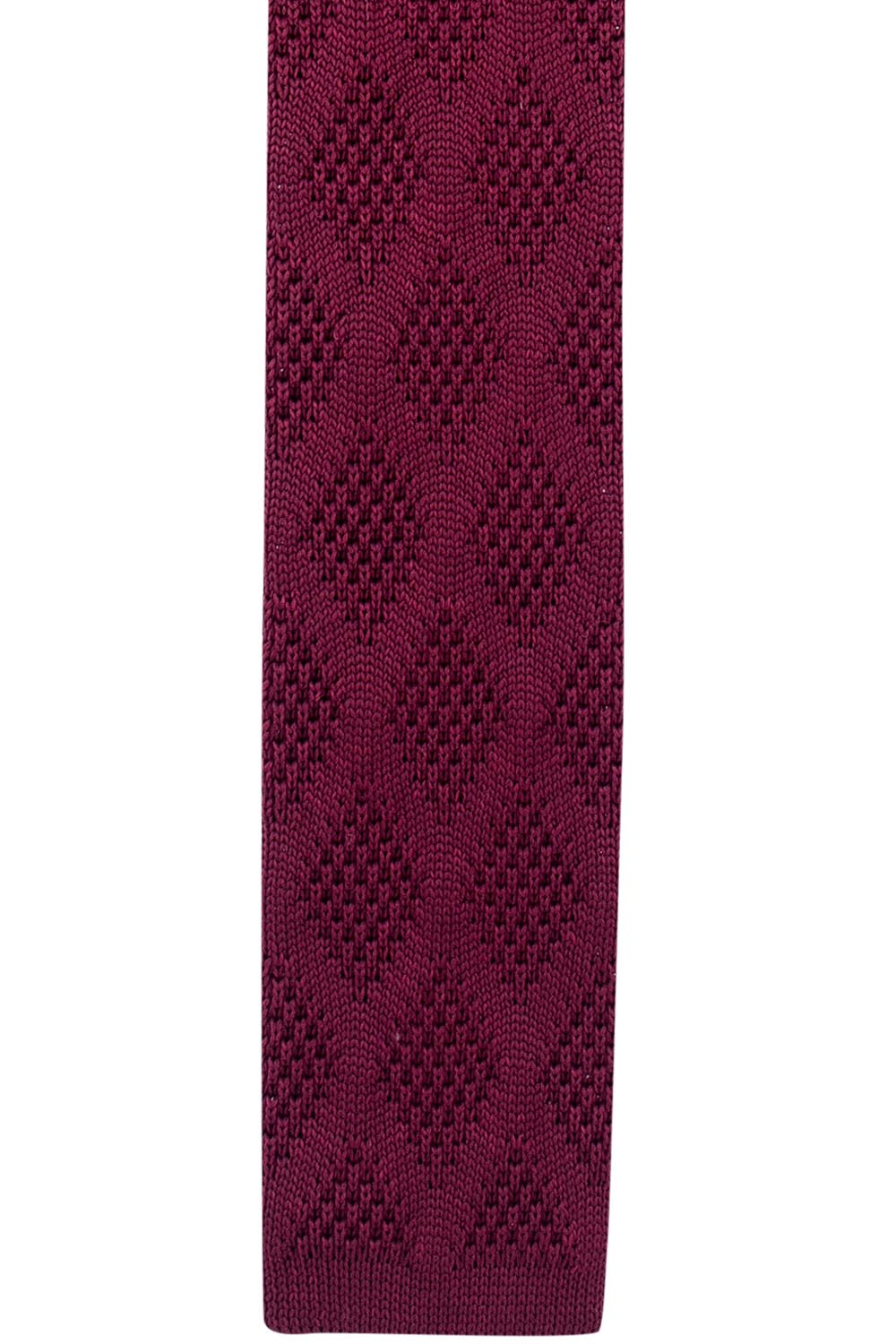 Red Geometric Knitted Necktie for Men