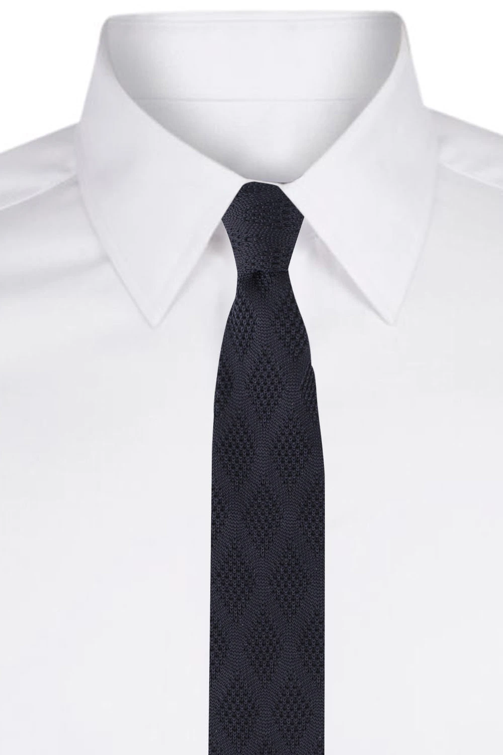 Black Geometric Knitted Necktie for Men