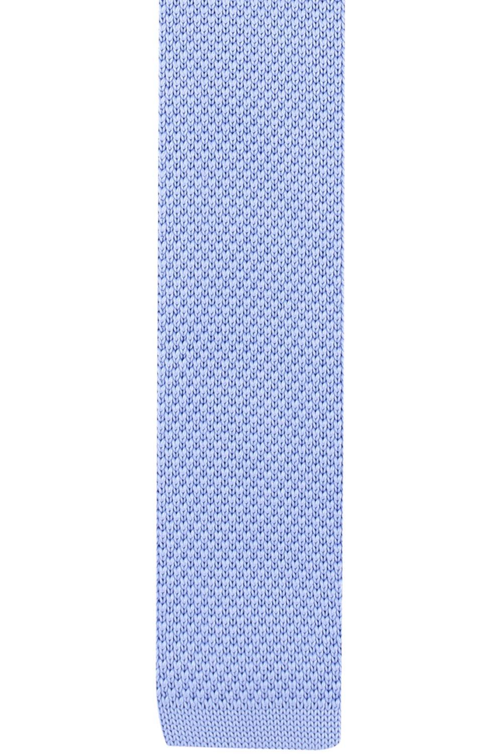Blue Solid Knitted Necktie for Men