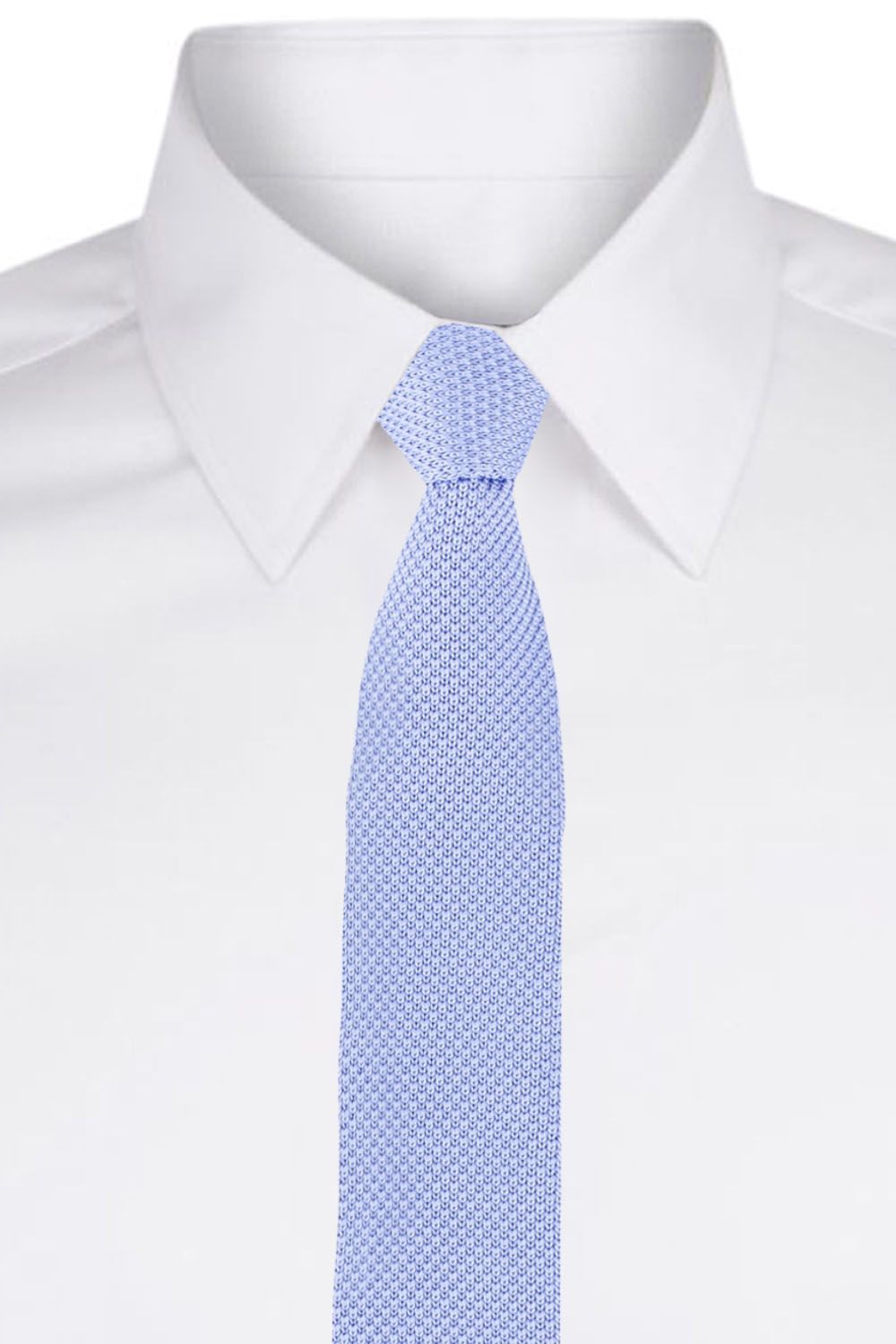 Blue Solid Knitted Necktie for Men