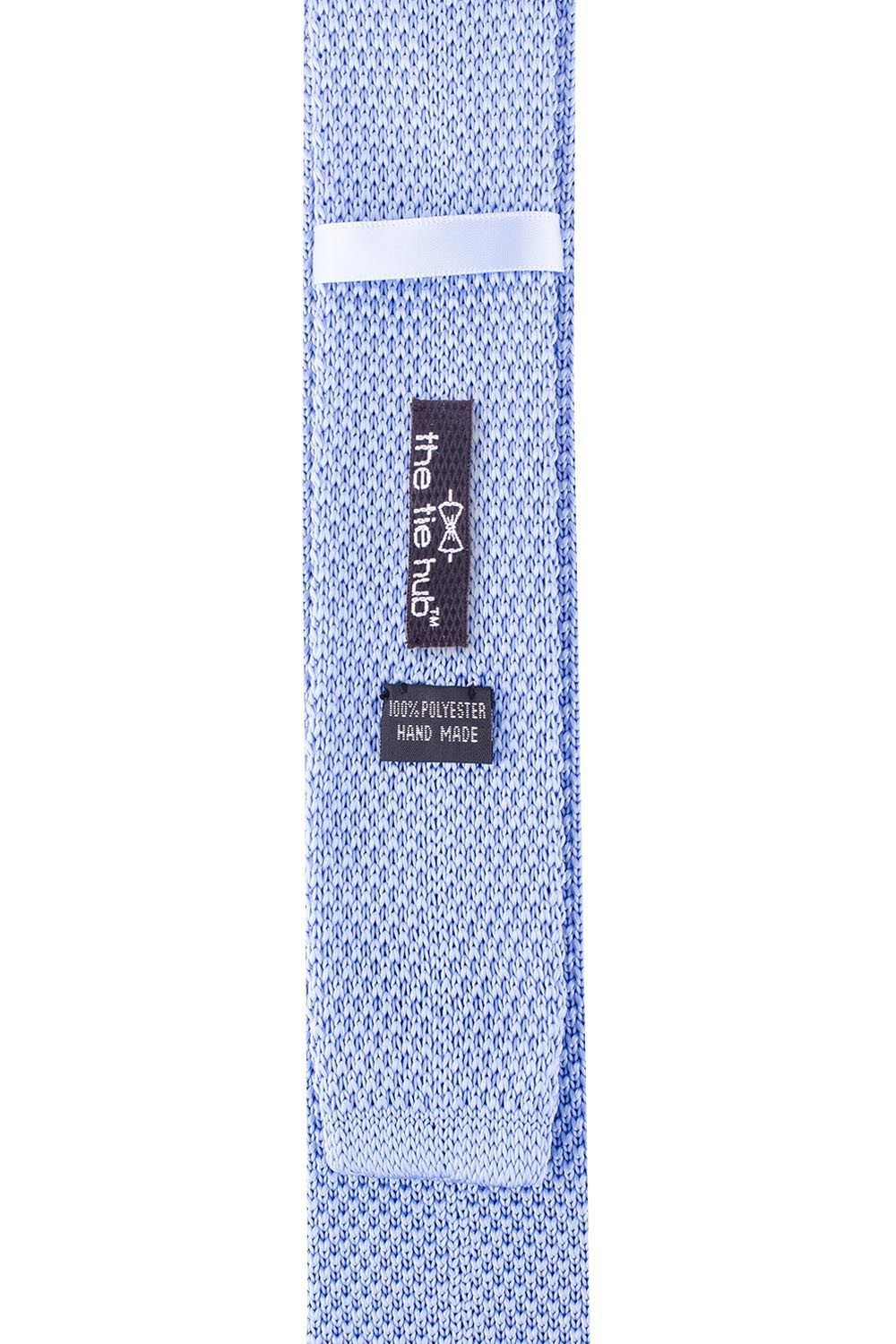Blue Solid Knitted Necktie for Men