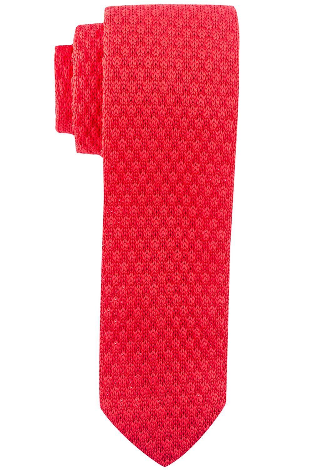 Red Solid Knitted Necktie for Men