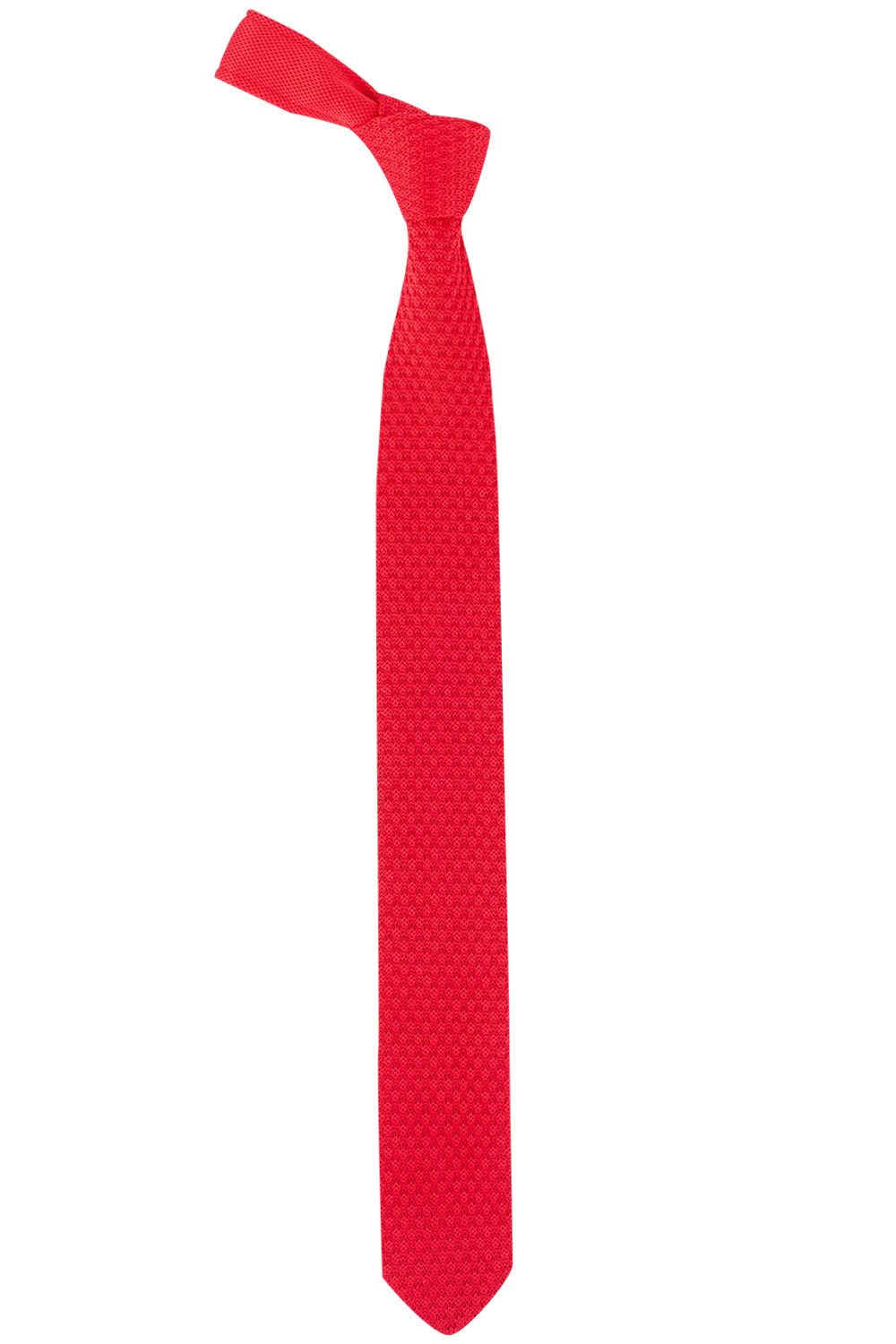 Red Solid Knitted Necktie for Men