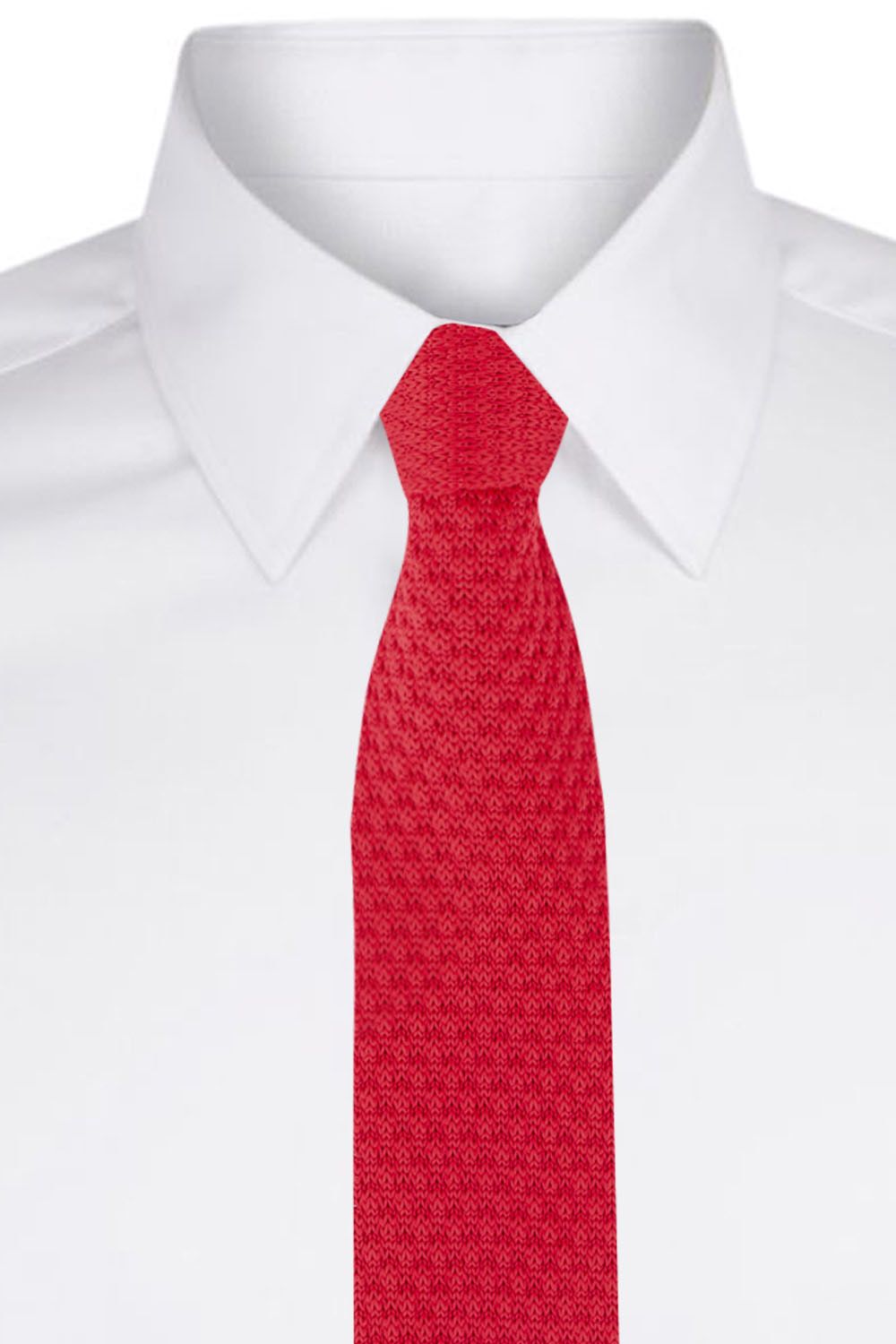 Red Solid Knitted Necktie for Men