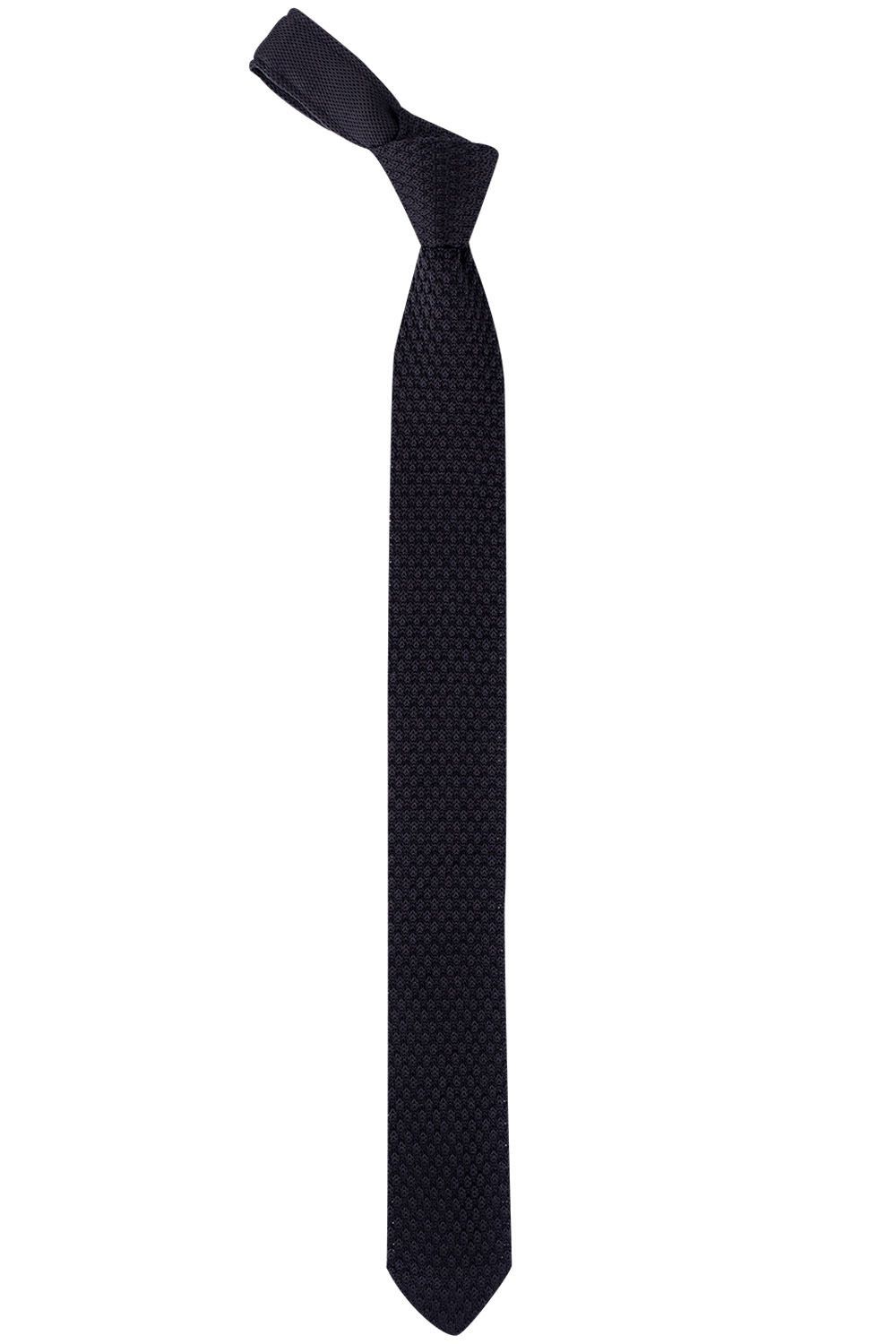 Black Solid Knitted Necktie for Men
