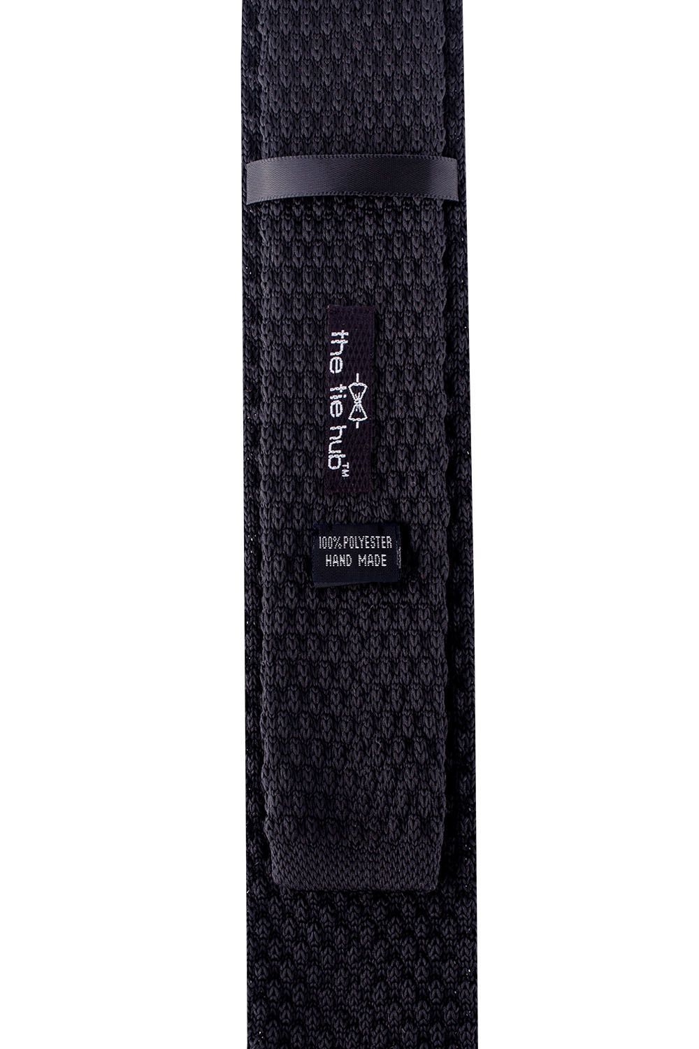 Black Solid Knitted Necktie for Men