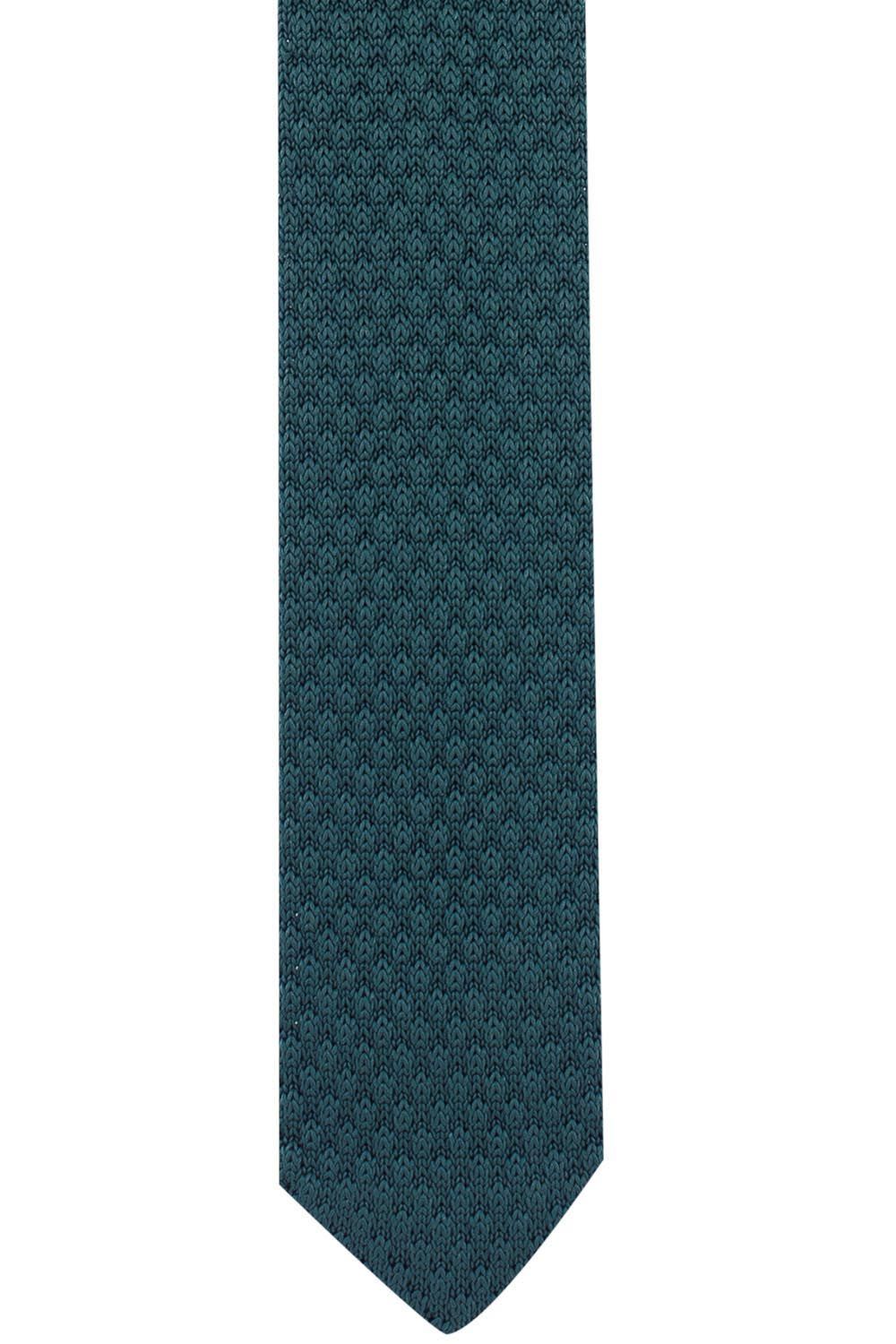 Green Solid Knitted Necktie for Men