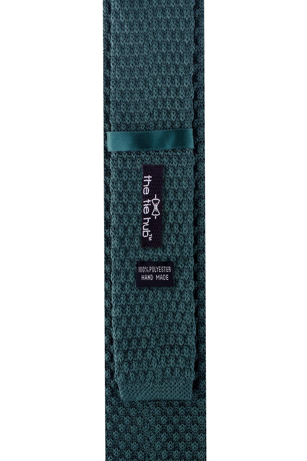 Green Solid Knitted Necktie for Men
