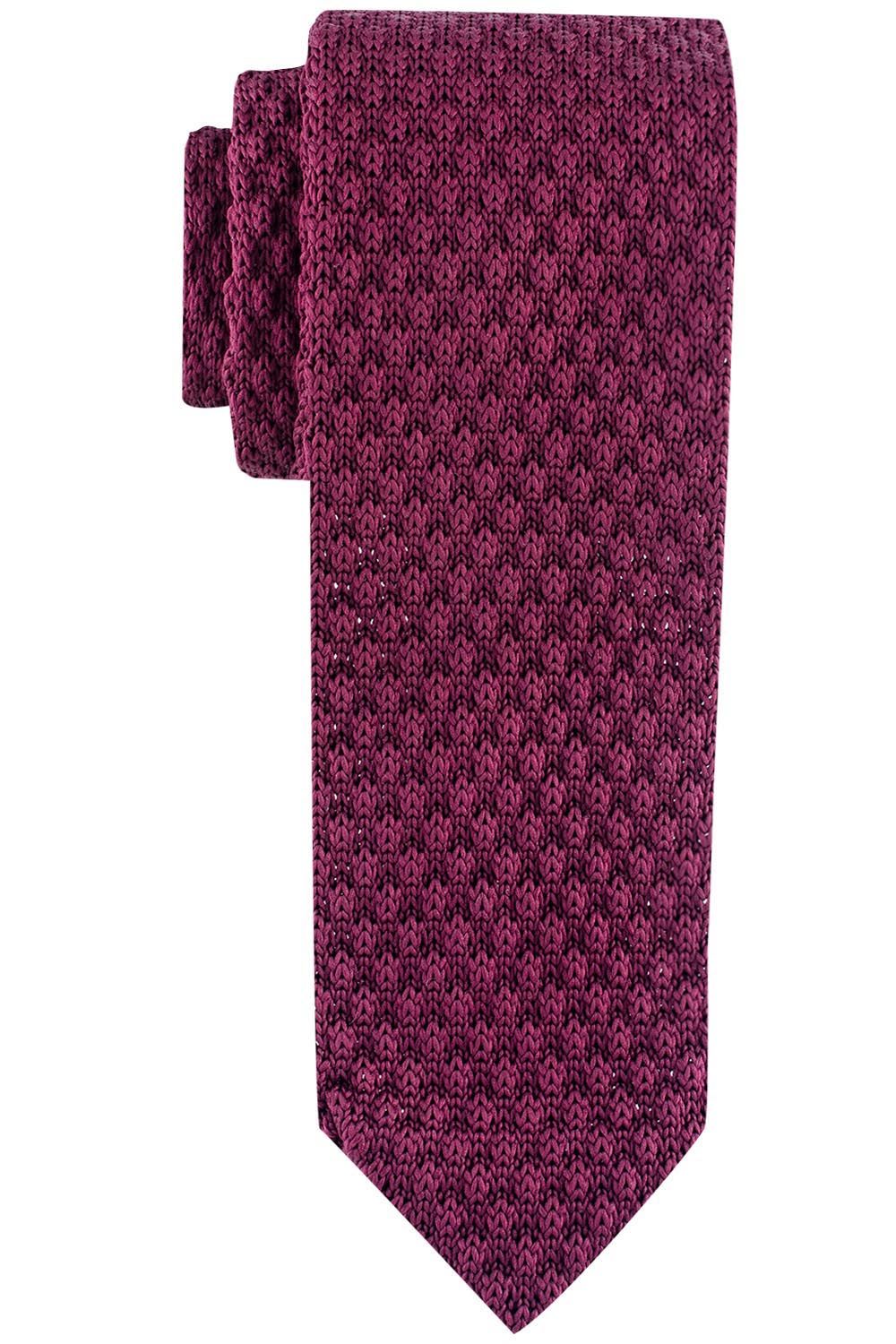 Red Solid Knitted Necktie for Men