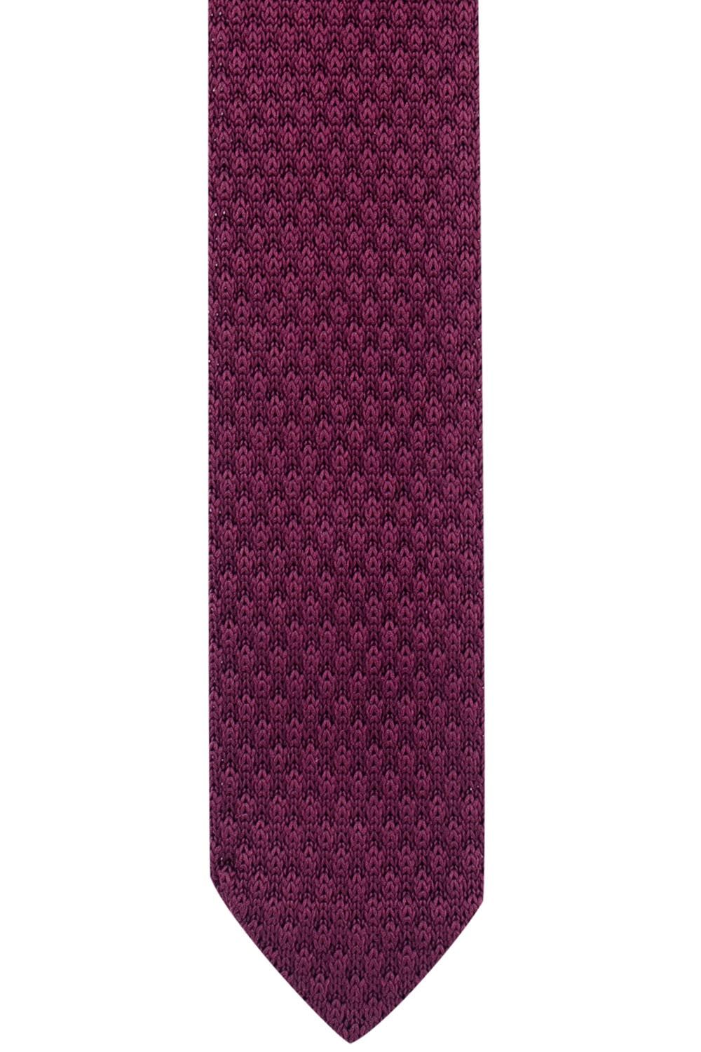 Red Solid Knitted Necktie for Men
