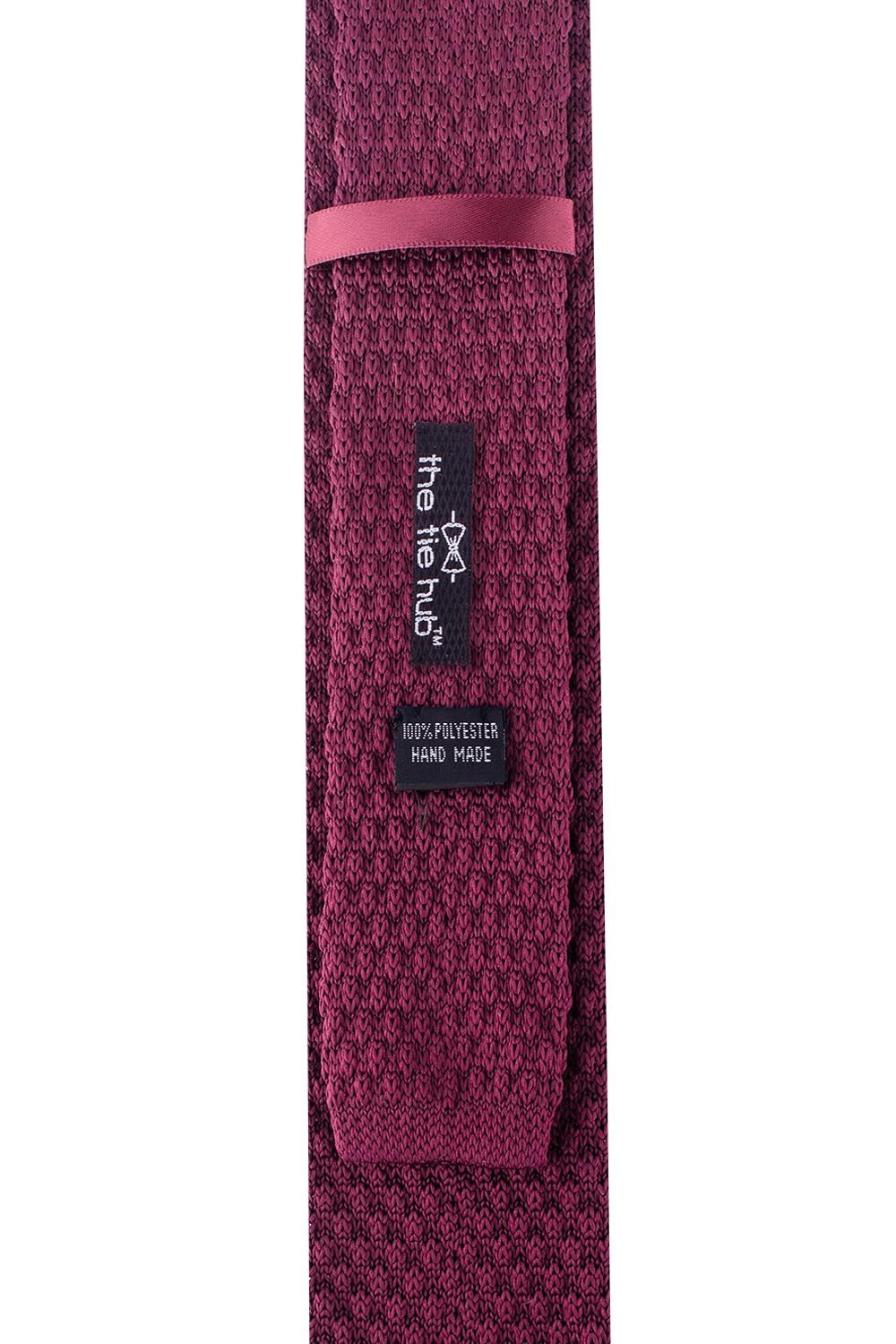Red Solid Knitted Necktie for Men
